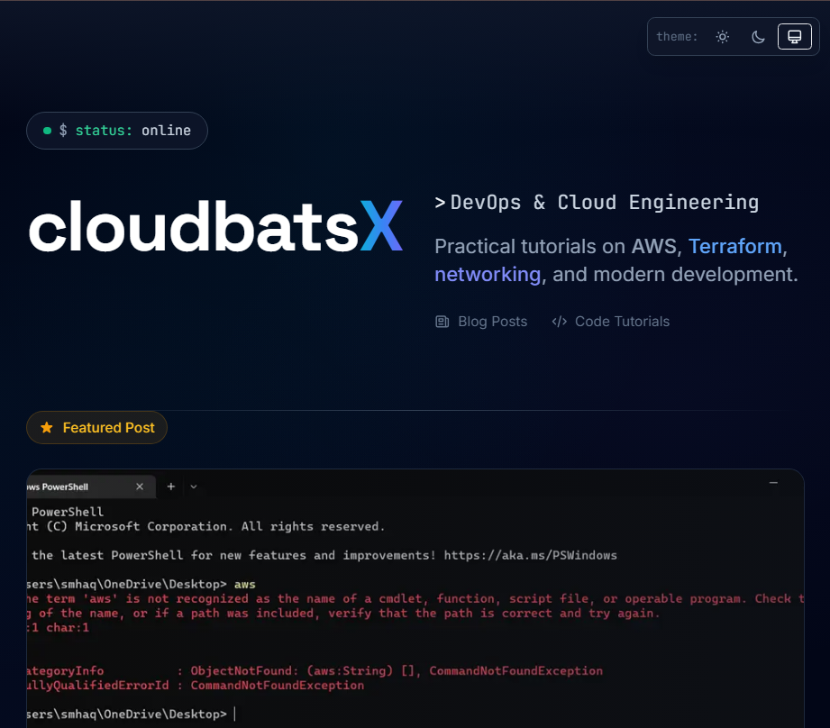 CloudBatsX - Tech Blog screenshot